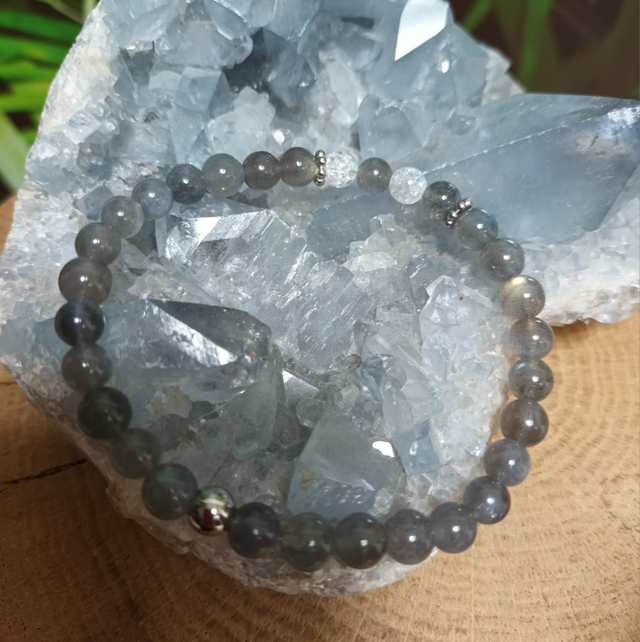Bracelet en labradorite et cristal de roche