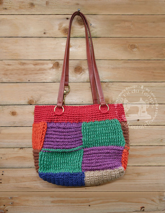 Sac à main, au crochet fil de jute, réalisation artisanale créateur (handmade)