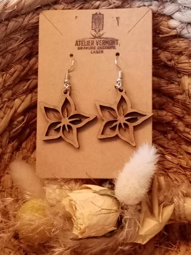 Boucles d'oreilles en bois thème divers 