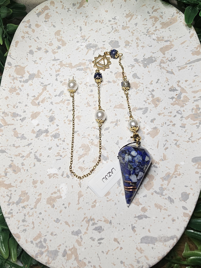 pendule de radiesthésie en pierre naturelle de lapis lazuli