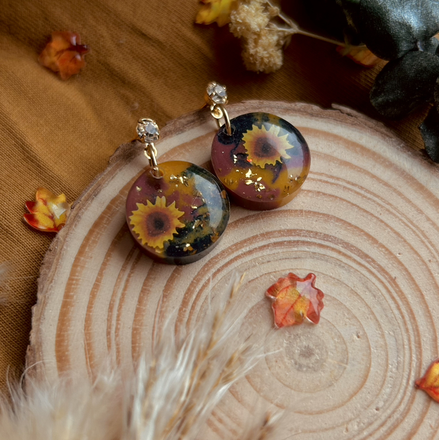 Autumn Sunflower Cubic Zirconia Studs