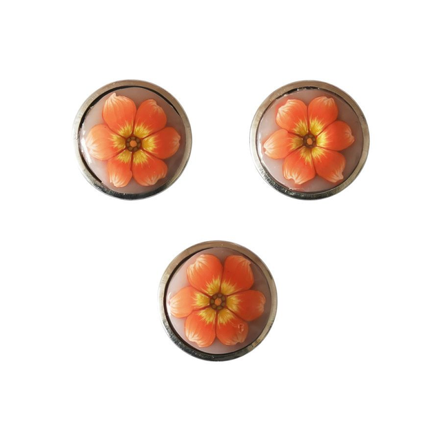 Bouton pression fleur orange jaune