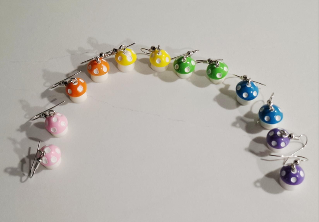 Toadstool drop earrings 