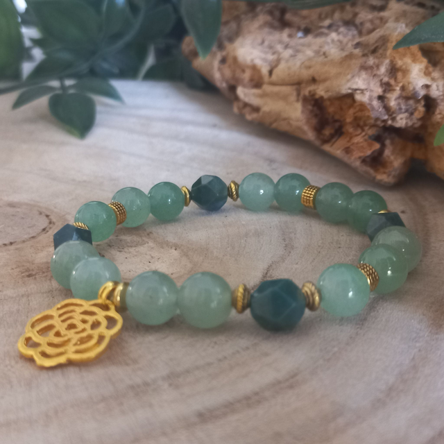 Bracelet Aventurine verte et Agate mousse