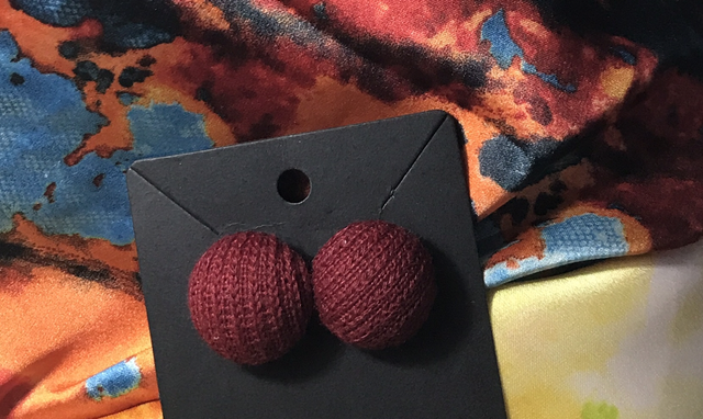 Burgundy Fabric Studs Plain - FSP06