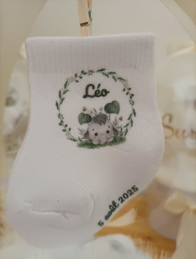 Chaussettes Naissance personnalisables - Motif Éléphant 🐘