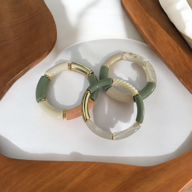 Bracelets acryliques vert sauge