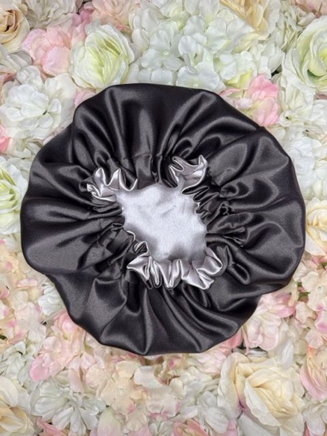 Bonnet en satin américain réversible Marron Beige | Protection cheveux nuit | Anti-frisottis | Tailles S, M, L | Double face fait main