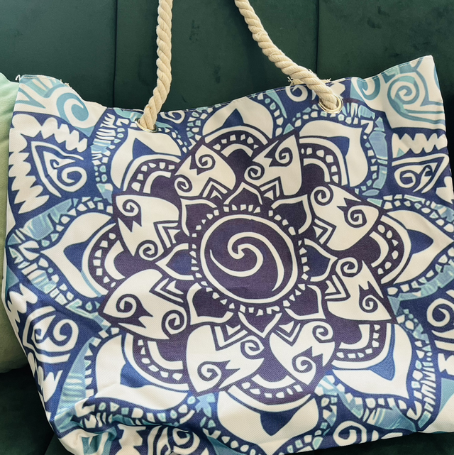 Sac plage mandala bleu 