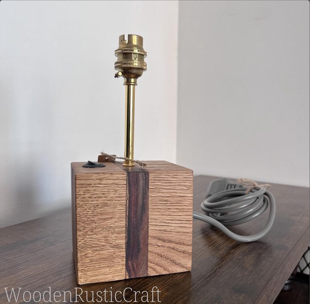 Classic Solid Oak Table Lamp Base — Standard Cable
