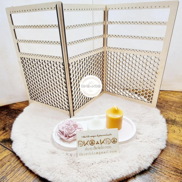 Portant bijoux en bois en 3 parties démontables