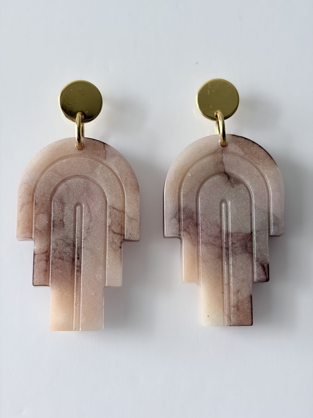 MIAMI blanc marbré marron & nude irisé