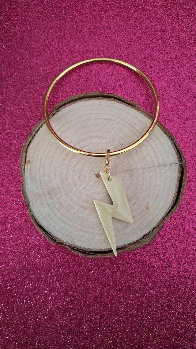 Jonc doré 68cm eclair beige 