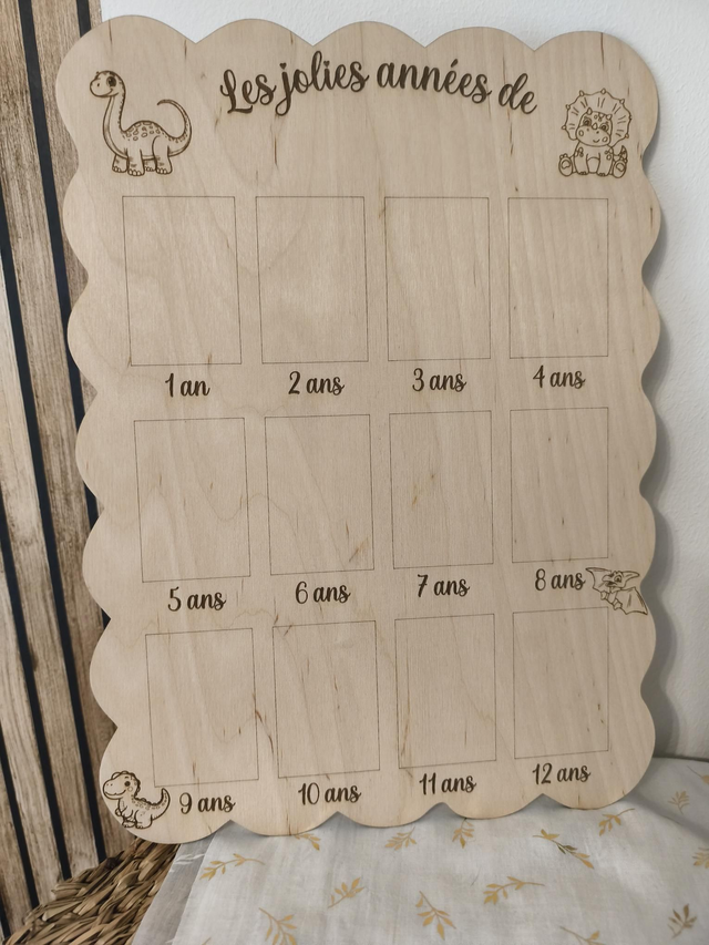 Panneau souvenir en bois – Les jolies années de… 🦕