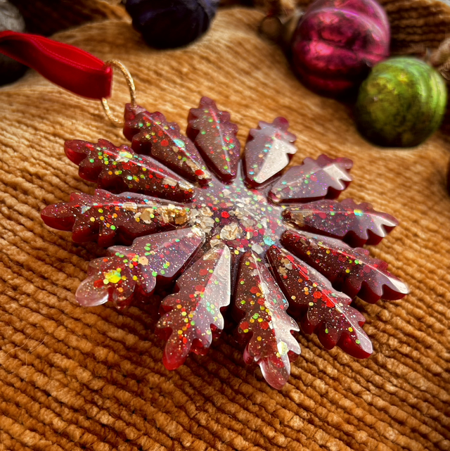 Snowflake Decoration Large - Red and Gold