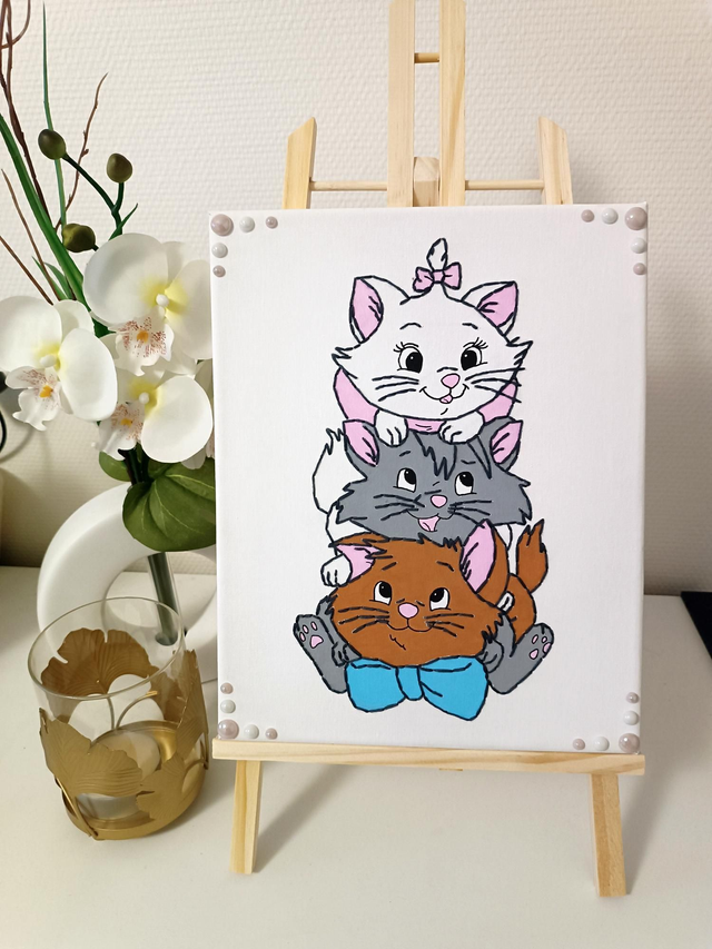 Toile brodée chatons 