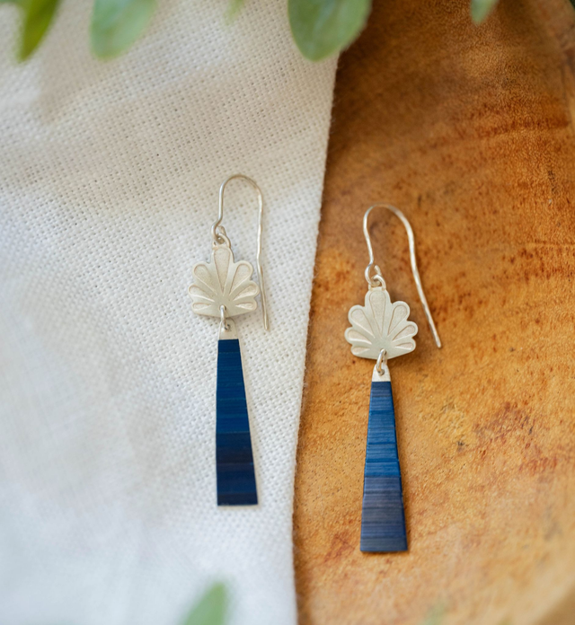 Boucles d'oreilles Calyx - Argent, bleu