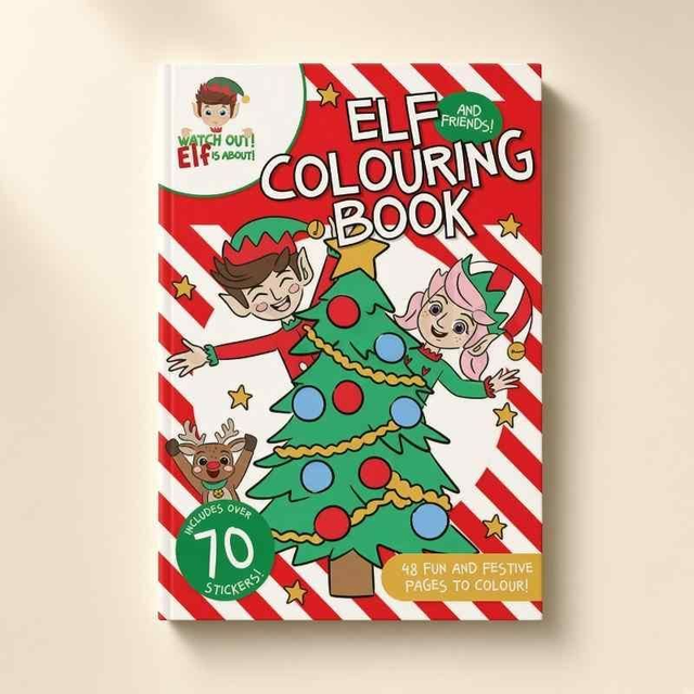 Christmas Elf Colouring Book with 70+ Stickers – 48 Pages | Christmas Activity