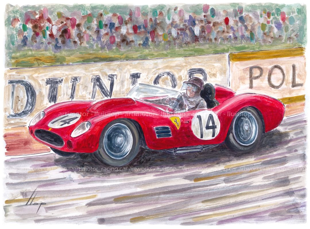 Artimotor onpaper acrílicos 23x31 - 1959 Le Mans Olivier Gendebien (Ferrari 250TR)