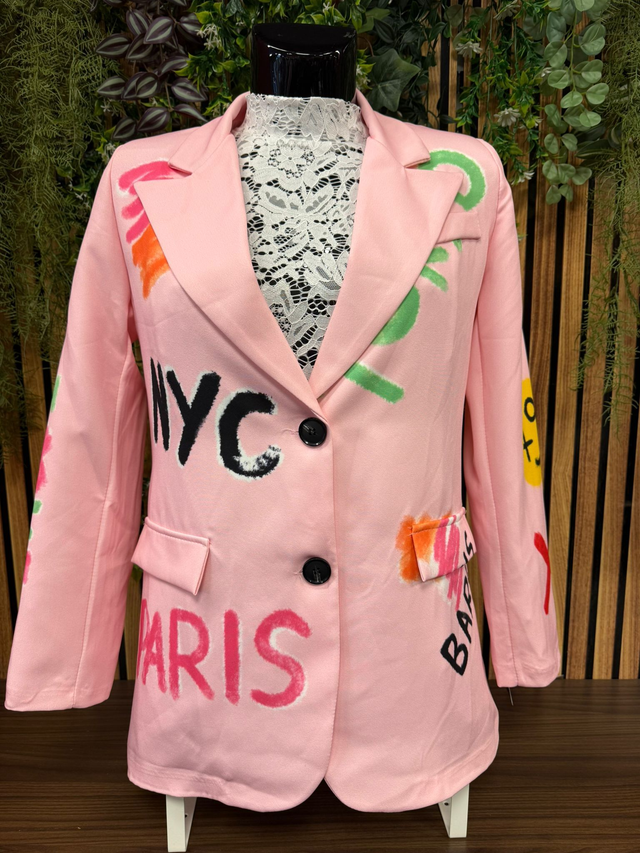Blazer graffiti - roze