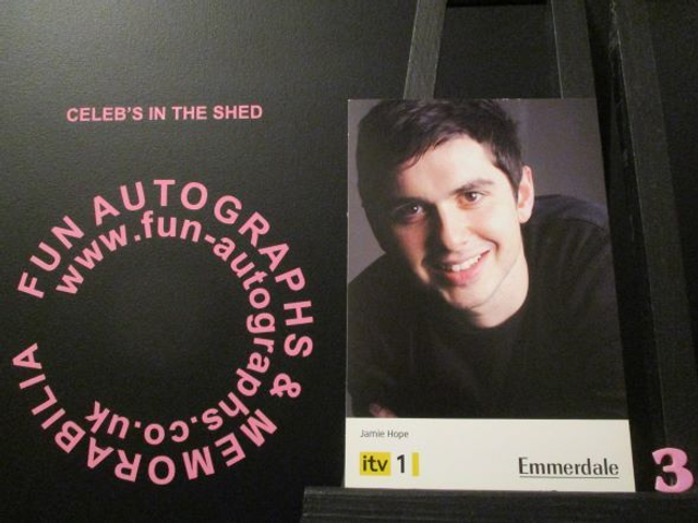 Alex Carter (Jamie Hope) Original Emmerdale Yellow &amp; Black Itv1 Logo Cast Card (3)(SEE PIC)