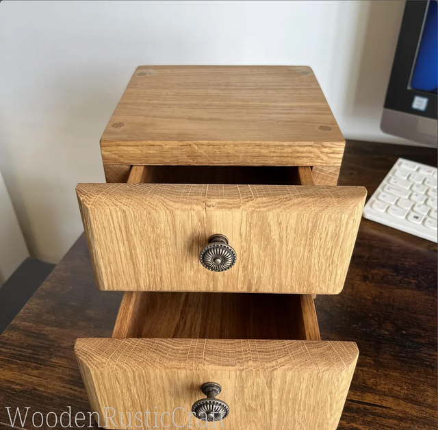 Small Handmade Solid Oak Chest of Drawers