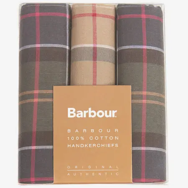 Barbour tartan Handkerchief pack Gift Box Set