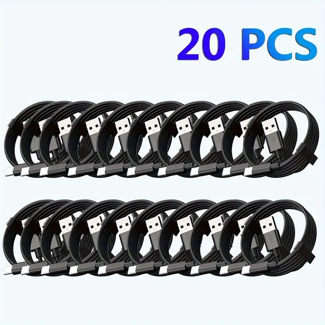 Durable Flat USB Type C Charging Cable 20-Pack 