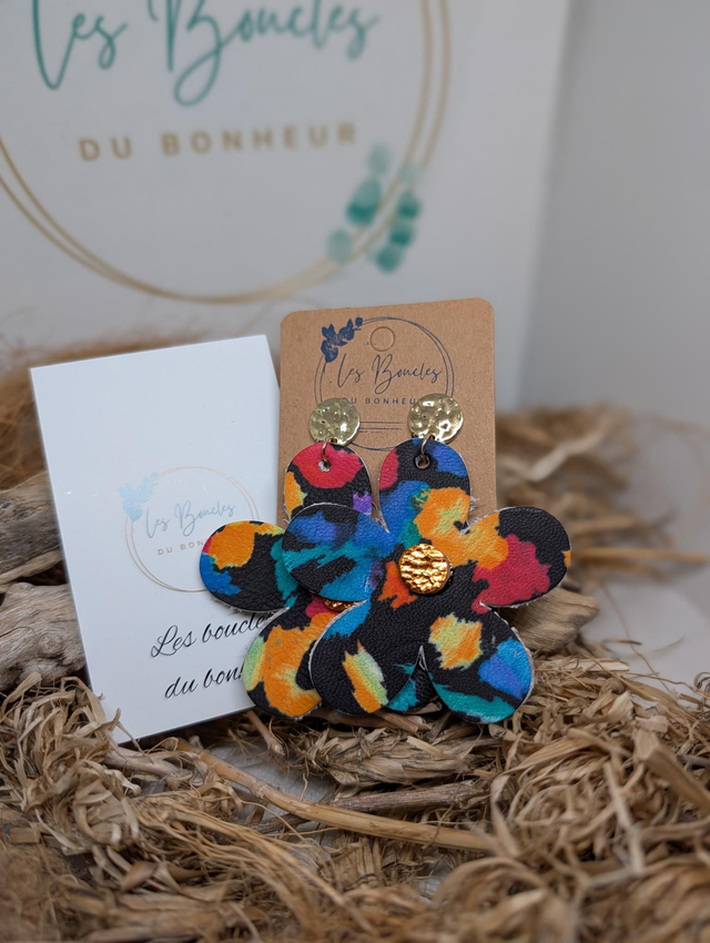 Boucles d'oreilles Marguerite multicolore m627
