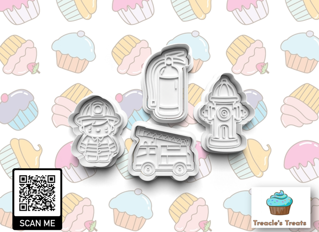 Fire Department Theme Fondant/cookie stamps with cutters 