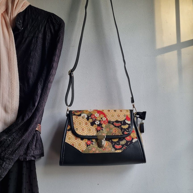 Sac cartable fermeture zippée "Yosetsu" simili cuir noir