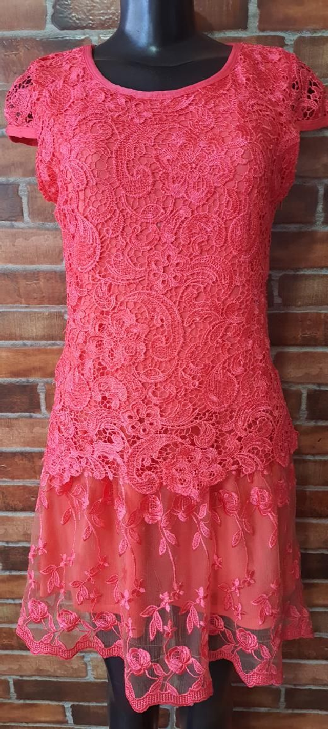 Vestido De Renda Rosa, T/M
