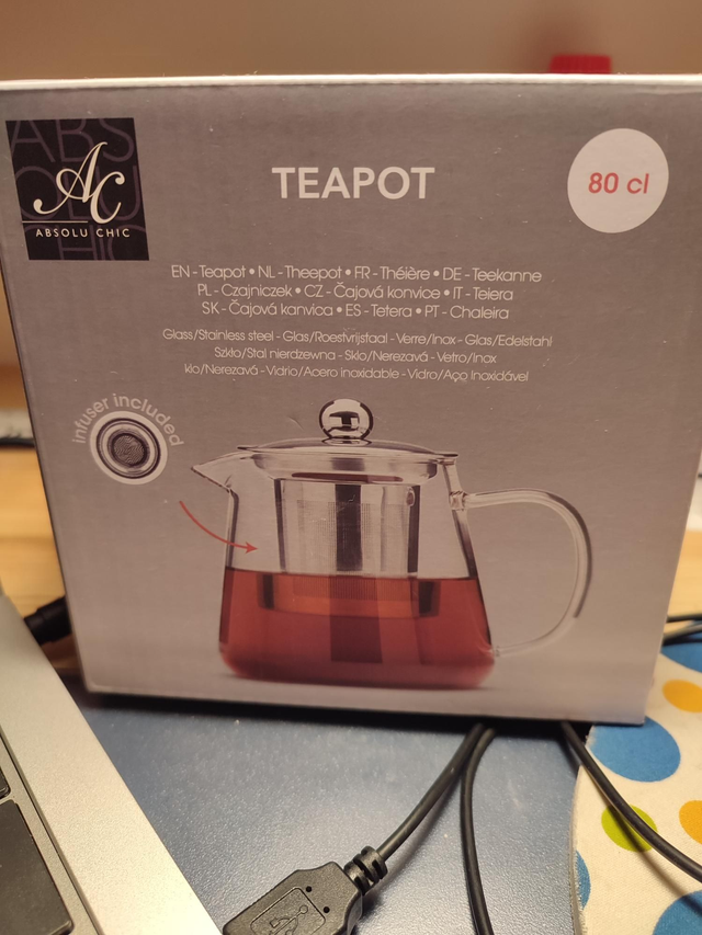 Théière ronde verre bambou 80 cl