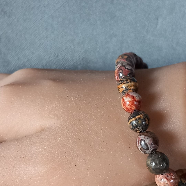 Bracelet ajustable en Jaspe léopard