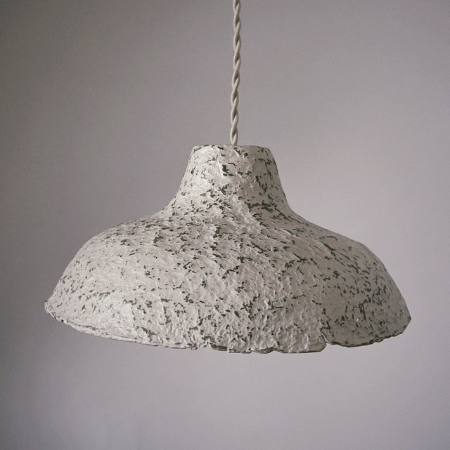 Abat jour suspension papier mâché Paris vert marbré beige