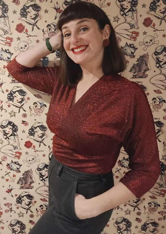 Haut lurex rouge