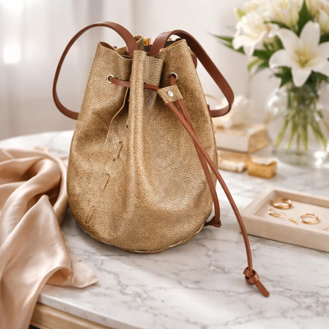 ✨️ PROMO ✨️ Sac seau en cuir - Doré 