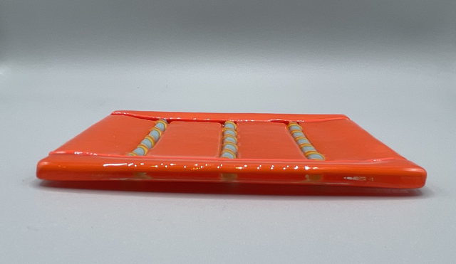Orange &amp; Blue Fused Glass Soap Dish