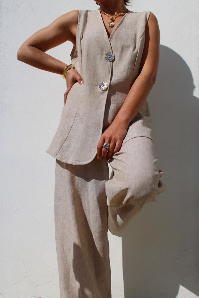 Conjunto Chaleco Beige