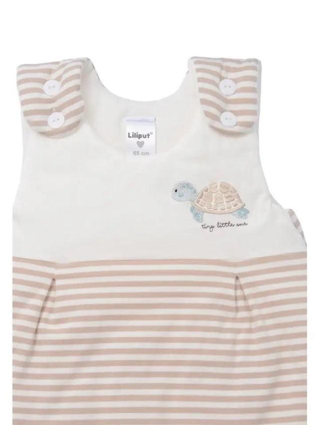 Liliput Schlafsack mit beigen Streifen und niedlicher Schildkröten Stickerei