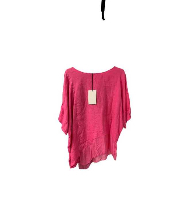 LMF - Pink Linen Top with Chiffon Hem - 264