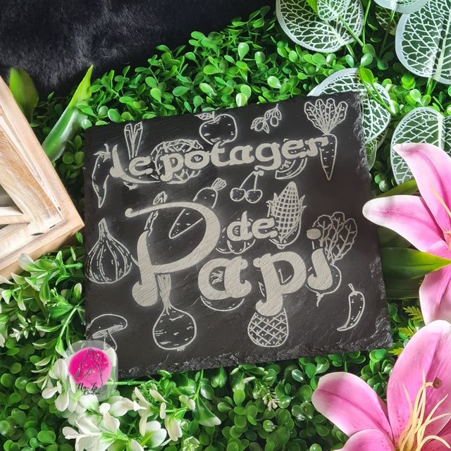 Ardoise personnalisé - Gravure pour jardin de papi