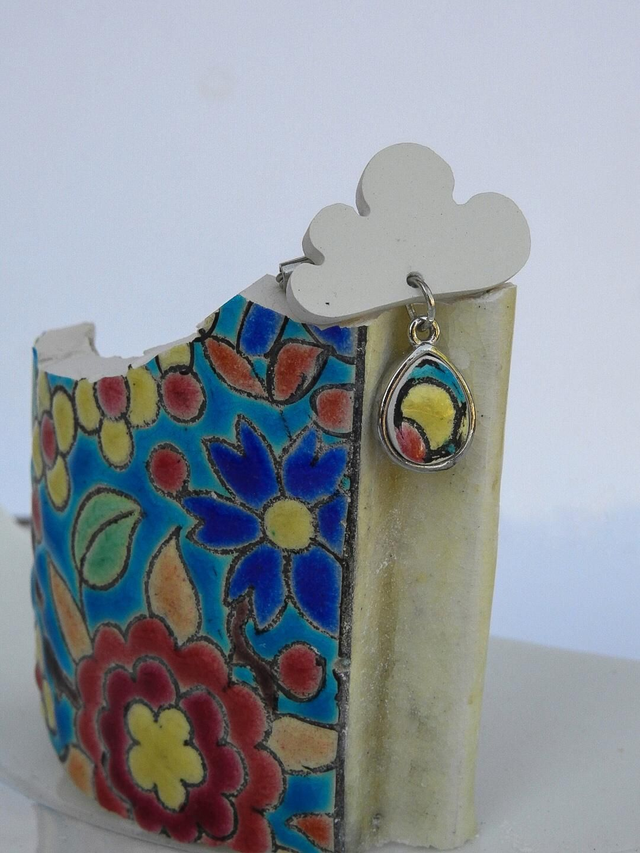 Broche nuage - faience - Gien et Emaux de Longwy no.2