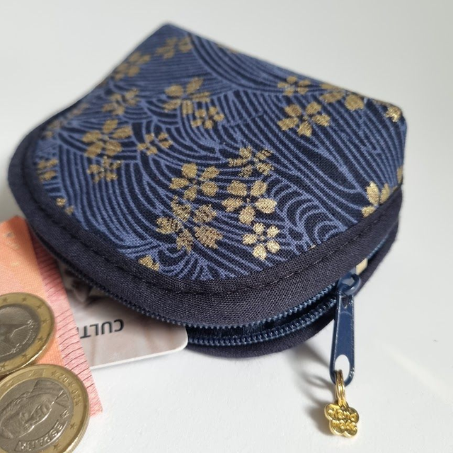 Porte-monnaie arrondi "Sakura" bleu marine