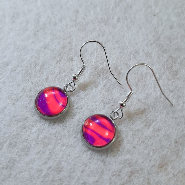 ECLAT FUCHSIA - Boucles d'oreilles - Rose intense &amp; violet nacré