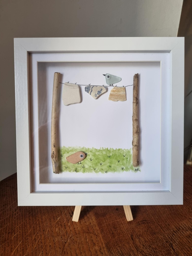 Large framed picture - drying day. Frame size 20cm x 20cm