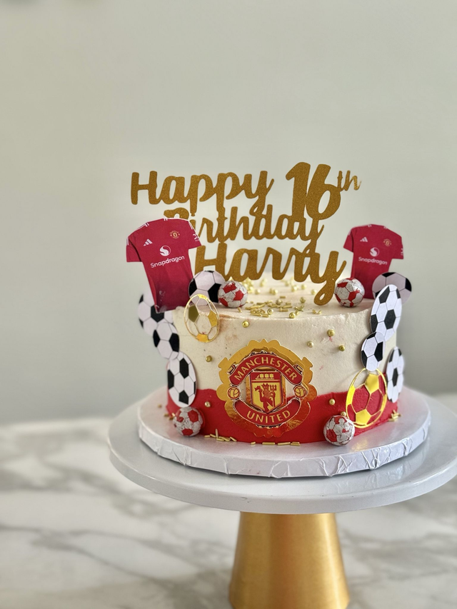 Red  Manchester United Football Birthday Cake