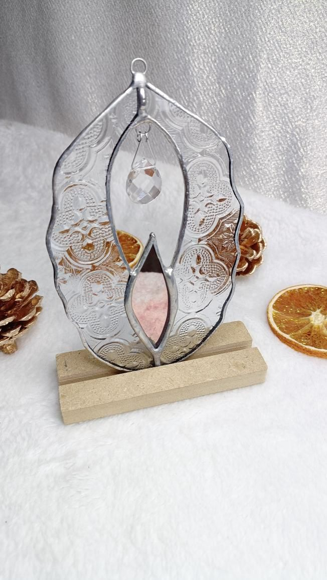 Vulva miroir rose et verre Mauresque transparent 
