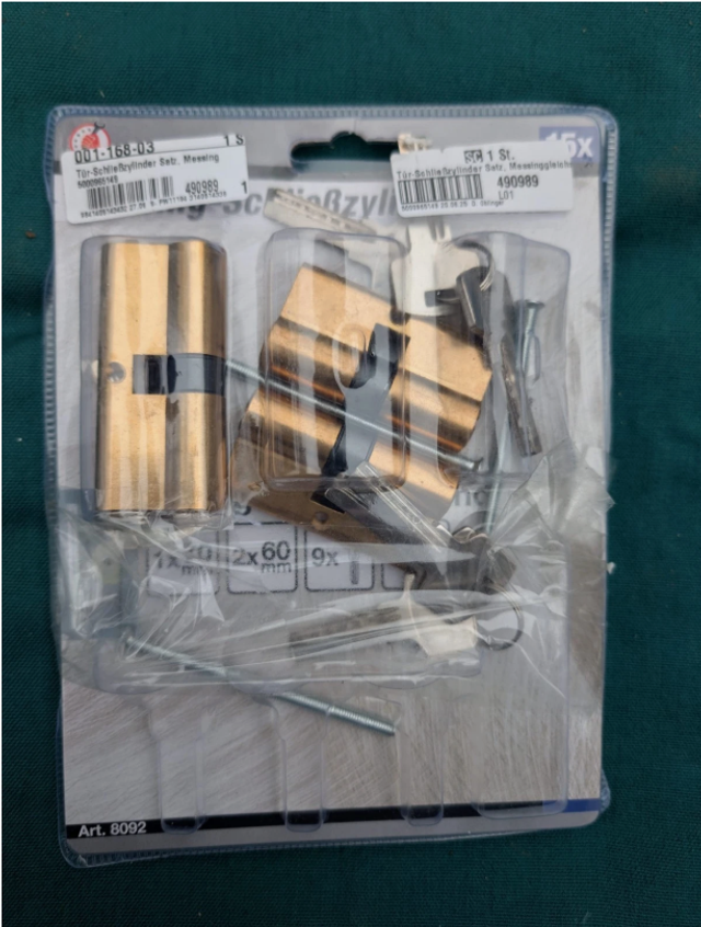 BGS Tür-Schließzylinder Set Messing 60/70 mm inkl. Schlüssel