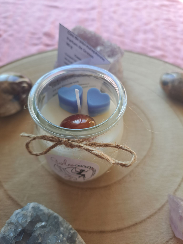 Bougie bijoux et pierre naturelle